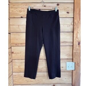 Blue Sky Clothing Co Brown Cropped Pull On Pants Shell Button Hem Womens Medium